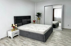 Dormitor Roma, culoare gri / alb, cu pat Roma 160 x 200 cm, dressing Erika si 2 noptiere Viena