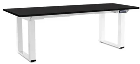 Masă înălțime reglabilă OfficeTech Strong 200 x 80 cm, picioare albe, negru