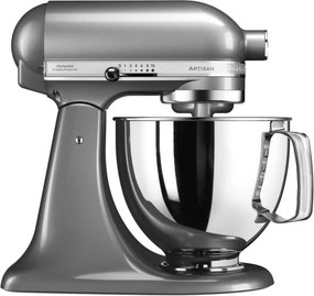 Mixer planetar KitchenAid Artisan Elegance 5KSM125ECU Contour Silver, 300 W, 4,8 l, Transmisie directa, 10 viteze, Argintiu metalizat