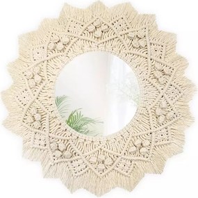 Oglinda rotunda Rea Boho 322049 bej 55 cm