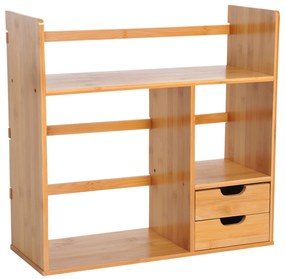 HOMCOM Raft Cărți Birou Bibliotecă Depozitare Organizator Birou Bucătărie Baie Lemn de Bambus Natural | Aosom Romania