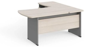 Statie de lucru de colt Manager 160 x 160 cm, stânga, salcâm deschis / gri