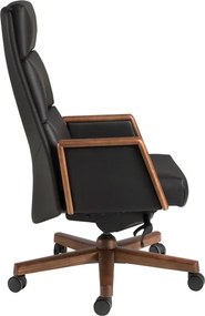 Scaun de birou modern piele sintetica si lemn Black