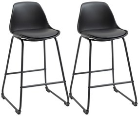 Scaune de bar, set din 2 piese cu scaun tapitat cu Protectie anti-alunecare, PU si otel, 43x43x97,5cm, negru HOMCOM | Aosom RO