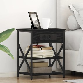vidaXL Cabinet de noptiere cu stație de încărcare 2 pcs Stejar negru
