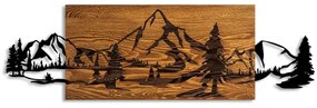 Decorațiune de perete 93x29 cm lemn/metal munți