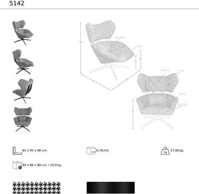 Fotoliu pivotant design LUX, Tesatura Alb-Negru, Armchair