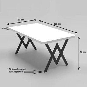 Masa bucatarie texturata, alb, 120x80x75 cm, A0101