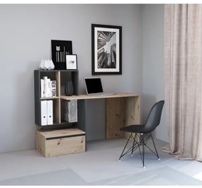 Birou cu poliță MARLO, stejar artisan/antracit