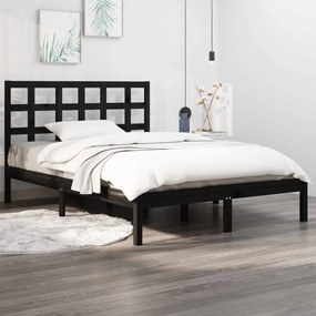 3105474 vidaXL Cadru de pat, negru, 140x200 cm, lemn masiv