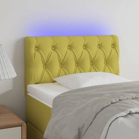 3121929 vidaXL Tăblie de pat cu LED, verde, 80x7x78/88 cm, textil