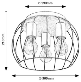 Rabalux 5293 - Plafonieră KAMALA 3xE27/25W/230V
