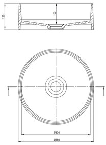 Lavoar pe blat compozit gri mat 36 cm, rotund, Deante Silia Gri deschis mat