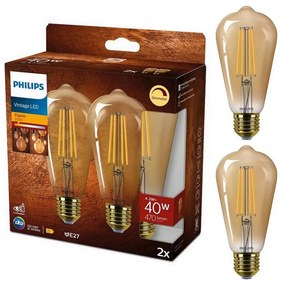 SET 2x bec LED dimabil VINTAGE Philips ST64 E27/4,2W/230V 2200K