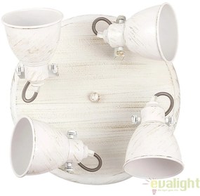 Plafoniera, Lustra cu 4 spoturi design VINTAGE, finisaj alb antic, Vivienne 5969 RX