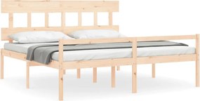 vidaXL Cadru de pat senior cu tăblie, 200x200 cm, lemn masiv
