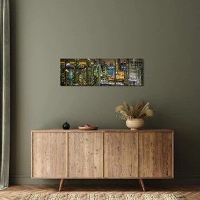 Tablou cu oraș nocturn (cu ceas) (90x30 cm)