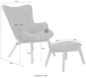 Fotoliu cu taburet galben muștar cu tapițerie din catifea Niko – Ropez