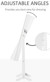 HOMCOM Oglindă Portbijuterii, Dulap Portbijuterii cu Unghi Reglabil, Organizator pentru Inele, Coliere, Cercei, Încuietoare cu Cheie, pentru Dormitor, Living, 46x36.5x151.5cm, Alb | Aosom Romania