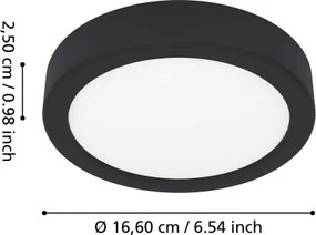 Eglo 901324 - Plafonieră LED pentru baie FUEVA LED/7,5W/230V pr.16,6cm IP44 negru