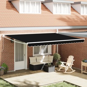 vidaXL Marchiză manuală retractabilă neagră 450 x 300 cm