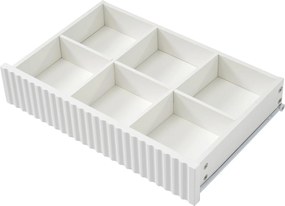 Comodă cu 6 sertare și sticlă chihlimbar, dulap înalt pentru dormitor și living, 120x40x76 cm, Alb