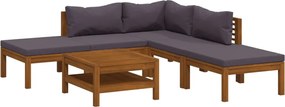 vidaXL Set mobilier grădină cu perne, 6 piese, lemn masiv acacia