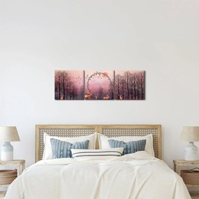 Tablou - Căprioare în strălucirea apusului de soare (cu ceas) (90x30 cm)