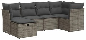 3325286 vidaXL Set mobilier grădină cu perne, 6 piese, gri, poliratan