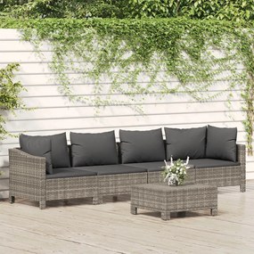 3187263 vidaXL Set mobilier de grădină cu perne, 5 piese, gri, poliratan