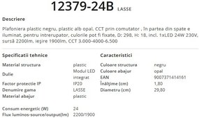 Plafoniera LED design modern, diametru 29,8cm, LASSE negru 12379-24B GL