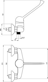 Joko Baterie pentru duș, cu mâner Clinic Finisaj: Crom BOJ_040C