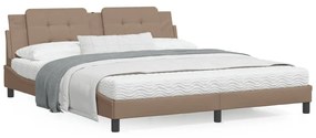 3208202 vidaXL Cadru de pat cu tăblie, cappuccino, 180x200 cm, piele ecologică