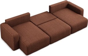 Colțar teracotă extensibil/cu spațiu de depozitare cu tapițerie din catifea reiată (în formă de "U") Kona – Makamii