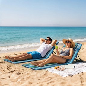 Outsunny Set de 2 șezlonguri pliabile cu spătar reglabil, ușoare, cu pernă și buzunar de depozitare | Aosom Romania