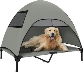 PawHut Pat pentru câini exterior cu acoperiș, pat ridicat pentru câini mari, 106 x 76 x 99 cm, Gri deschis | Aosom Romania