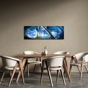 Tabloul fractalilor în albastru (cu ceas) (90x30 cm)