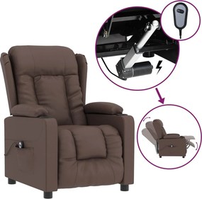 vidaXL Fotoliu rabatabil electric, maro, piele ecologică