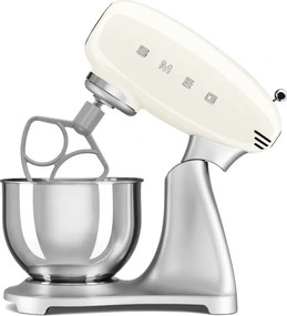 Mixer planetar Smeg SMF04CREU, 800 W, 4,8 l, 10 viteze, funcție de pornire treptată, picioare antiderapante, crem/inox