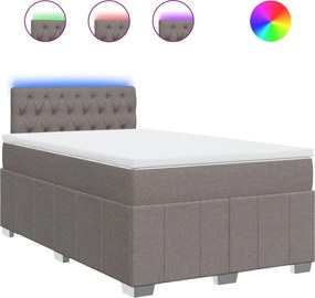 vidaXL Pat box spring cu saltea, gri taupe, 120x200 cm, textil