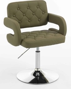 HR8403N Scaun Khaki Piele Ecologica Premium Soft cu Bază Cromata