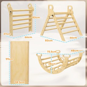 AIYAPLAY 5 în 1 Triunghi arcul de cățărare copii cu triunghi de escaladă, rampă de escaladă reversibilă, bascula | Aosom Romania