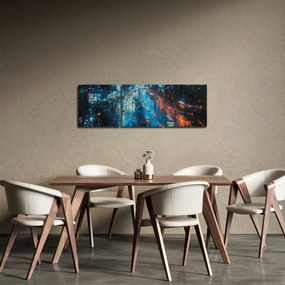 Tablou - Oraș mare, pictură în ulei (cu ceas) (90x30 cm)