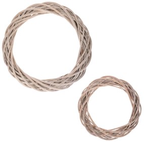 Set 2 coronițe din răchită, culoare gri, diametru 35 și 25 cm