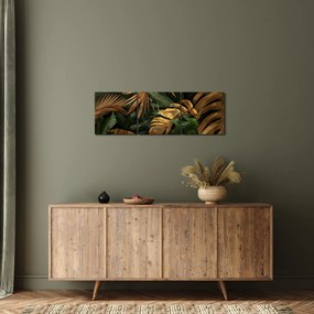 Tablou - Frunze aurii (cu ceas) (90x30 cm)