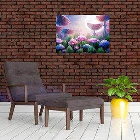 Tablou pe sticlă - Ciuperci sub lună plină (70x50 cm)
