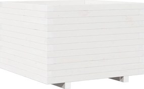 vidaXL Jardinieră de grădină, alb, 70x70x49,5 cm, lemn masiv de pin