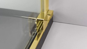 Paravan dus sticla auriu lucios securizata walk-in cu usa glisanta, 140x195 cm, Deante Prizma Auriu lucios, 1400x1950 mm