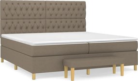 vidaXL Pat box spring cu saltea, gri taupe, 200x200 cm, textil