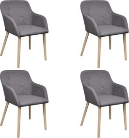 vidaXL Scaune bucătărie 4 buc, gri deschis, textil & lemn stejar masiv